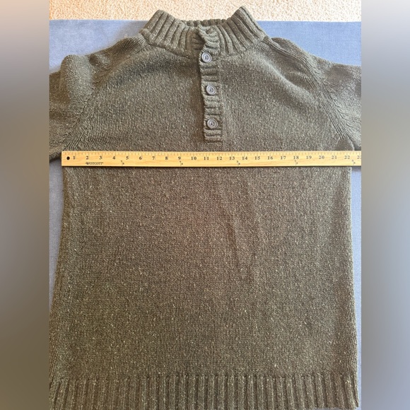 VTG Eddie Bauer Wool Blend Knit Pullover Henley Sweater Men’s SZ L Tall Green - Picture 6 of 7